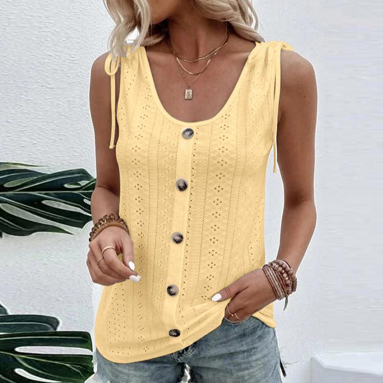 Women's Sexy Casual Solid Color U-neck Vest Short Sleeve - Nioor