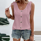 Women's Sexy Casual Solid Color U-neck Vest Short Sleeve - Nioor