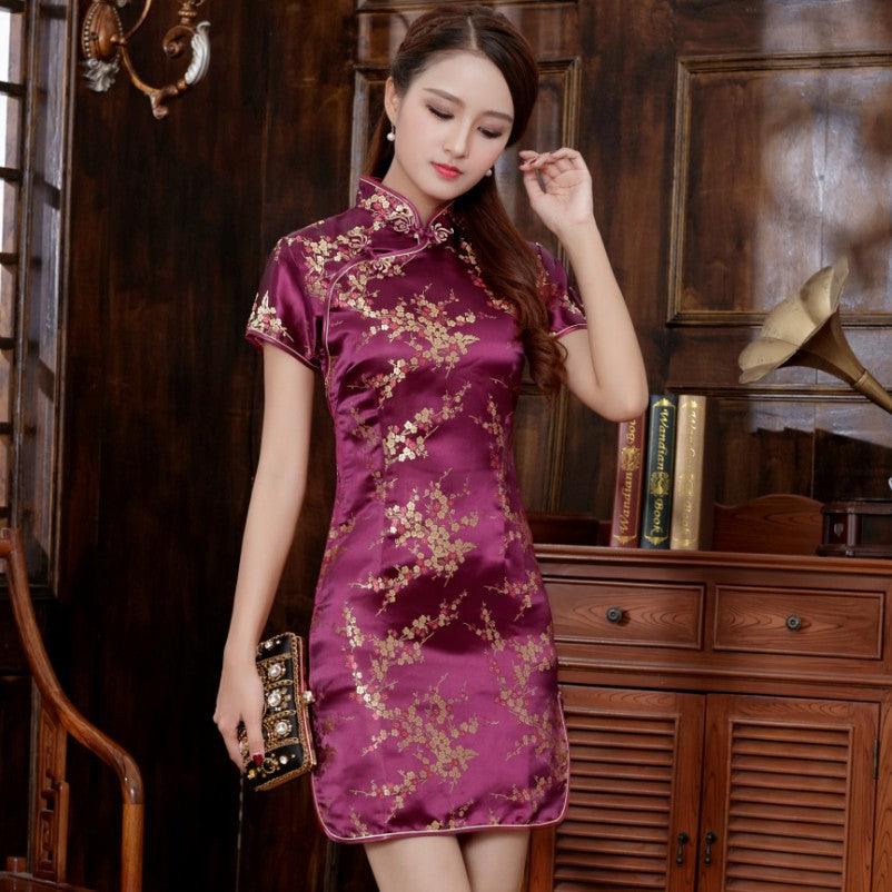 Women's Short-sleeved Retro Cheongsam Etiquette Welcome Clothing - Nioor