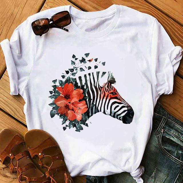 Women's Short-sleeved T-shirt Printed Amazon Bottoming Shirt Plus Size - Nioor