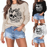 Women's Skull Butterfly Long Sleeved Sweater - Nioor