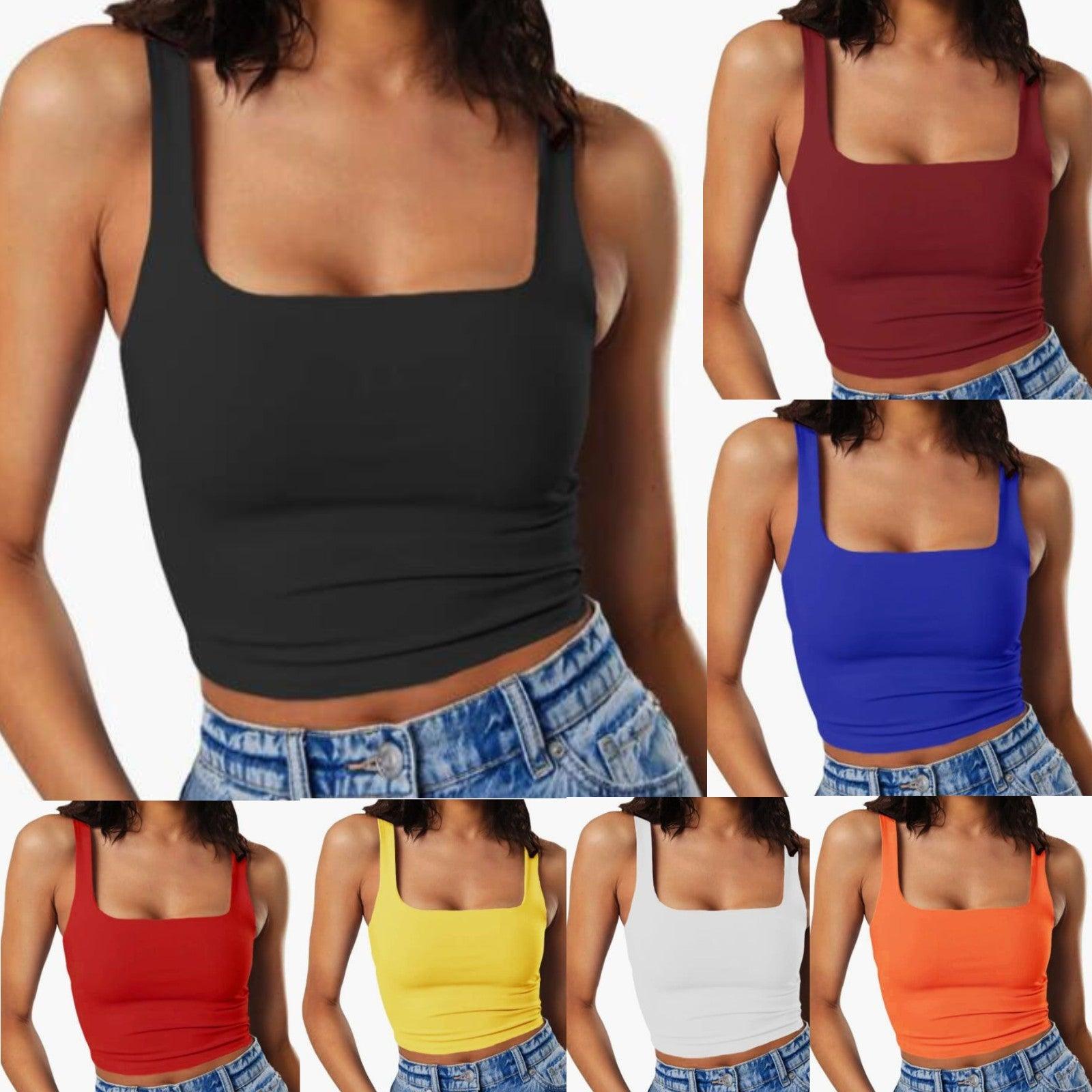 Women's Sleeveless Vest Square Collar Casual Top - Nioor