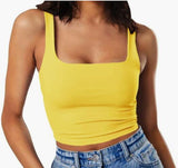 Women's Sleeveless Vest Square Collar Casual Top - Nioor