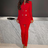 Women's Solid Color Casual Suit Wide-leg Pants Two-piece Suit - Nioor