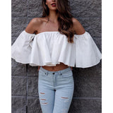 Women's Solid Color Off-shoulder Top - Nioor