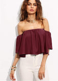 Women's Solid Color Off-shoulder Top - Nioor