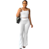 Women's Solid Color Sling Bell-bottom Pants Simple Fashion Suit - Nioor