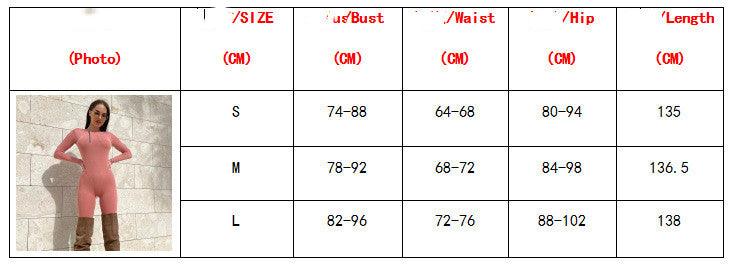 Women's Sports Casual Solid Color Round Neck Zipper Pocket Long Sleeve Slim Fit One-piece Trousers - Nioor