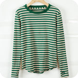 Women's Striped T-shirt Long Sleeve Bottoming Shirt - Nioor