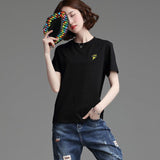 Women's Stylish Loose Round Neck Short Sleeve T-shirt Top - Nioor