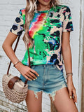 Women's Summer Fashion Painted Short-sleeved Slim T-shirt - Nioor