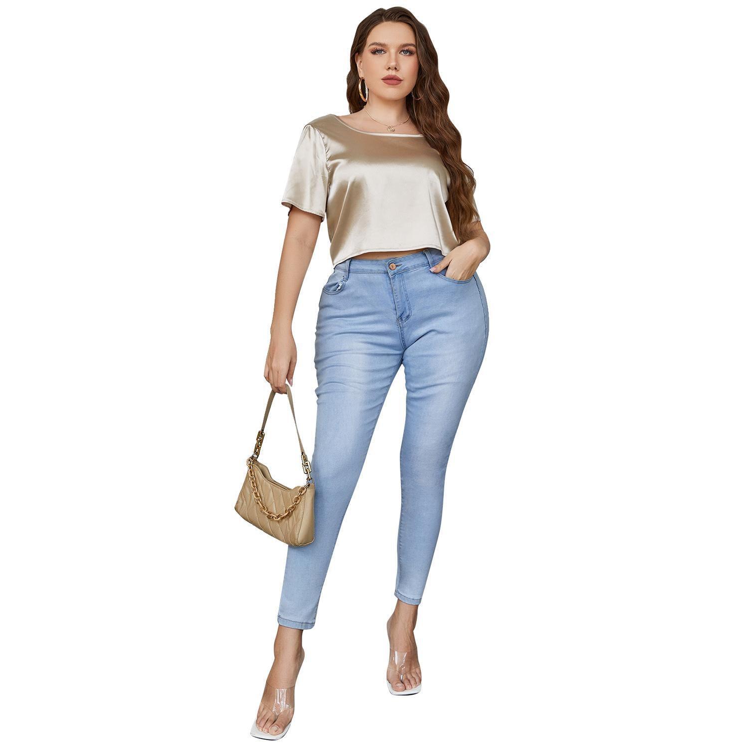 Women's Summer Short-sleeved Solid Color Backless Top T-shirt - Nioor