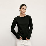 Women's T-shirt New Solid Loose Versatile Round Neck - Nioor