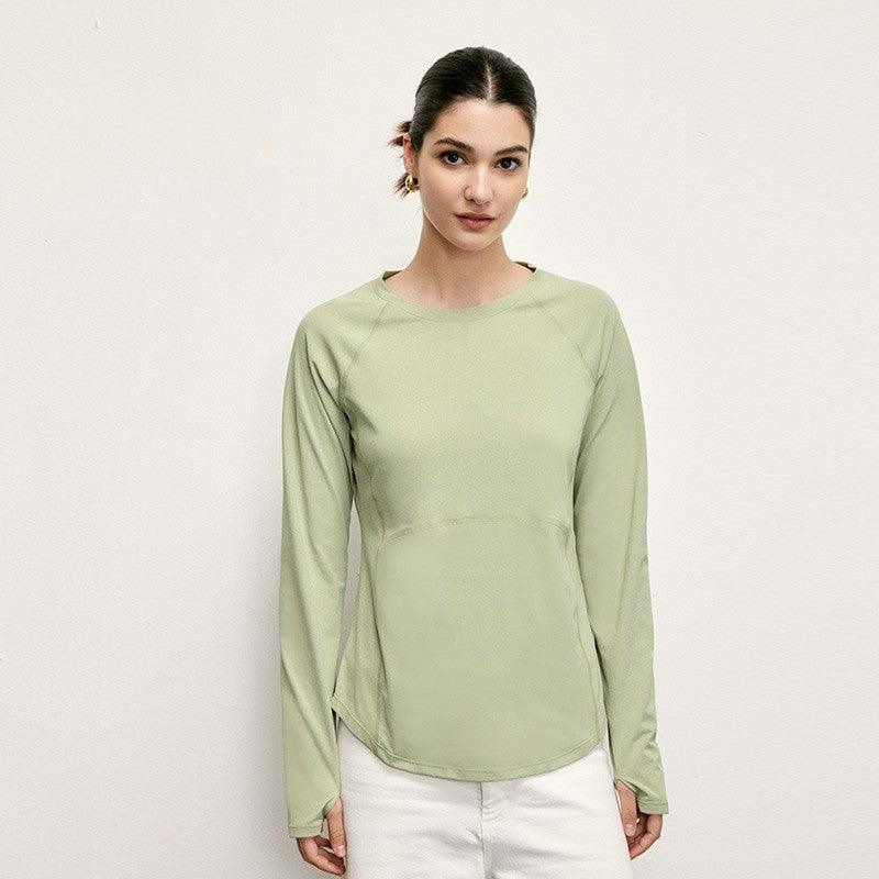 Women's T-shirt New Solid Loose Versatile Round Neck - Nioor