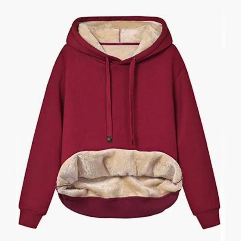 Women's Thermal Sherpa Pocket Hooded Sports Sweatshirt Jacket - Nioor