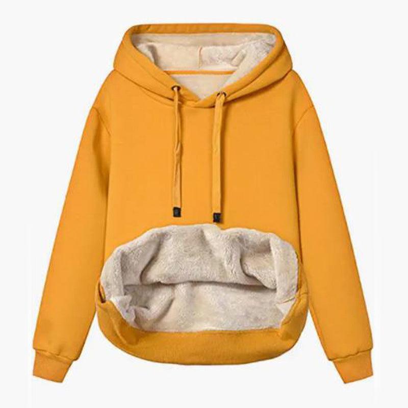 Women's Thermal Sherpa Pocket Hooded Sports Sweatshirt Jacket - Nioor