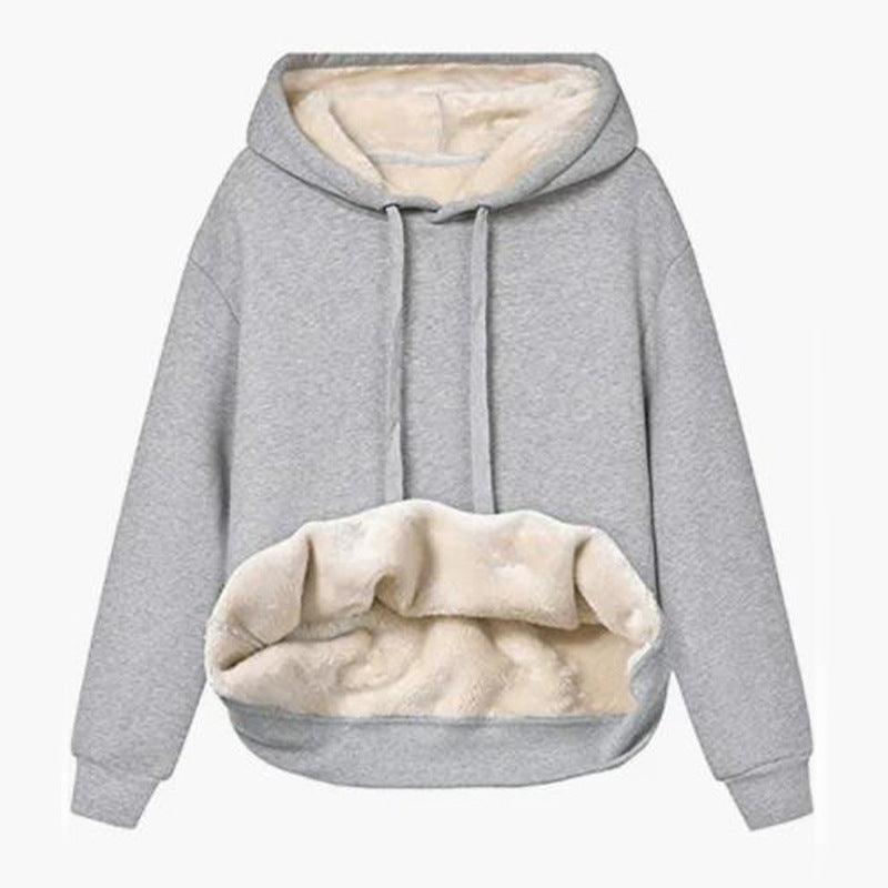 Women's Thermal Sherpa Pocket Hooded Sports Sweatshirt Jacket - Nioor