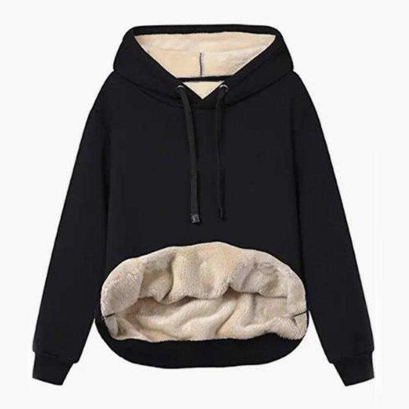 Women's Thermal Sherpa Pocket Hooded Sports Sweatshirt Jacket - Nioor