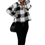 Women's Thickened Stand Collar Sweatshirt Women's Zipper Plaid - Nioor