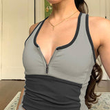 Women's Zipper Sports Racerback Tank Top - Nioor