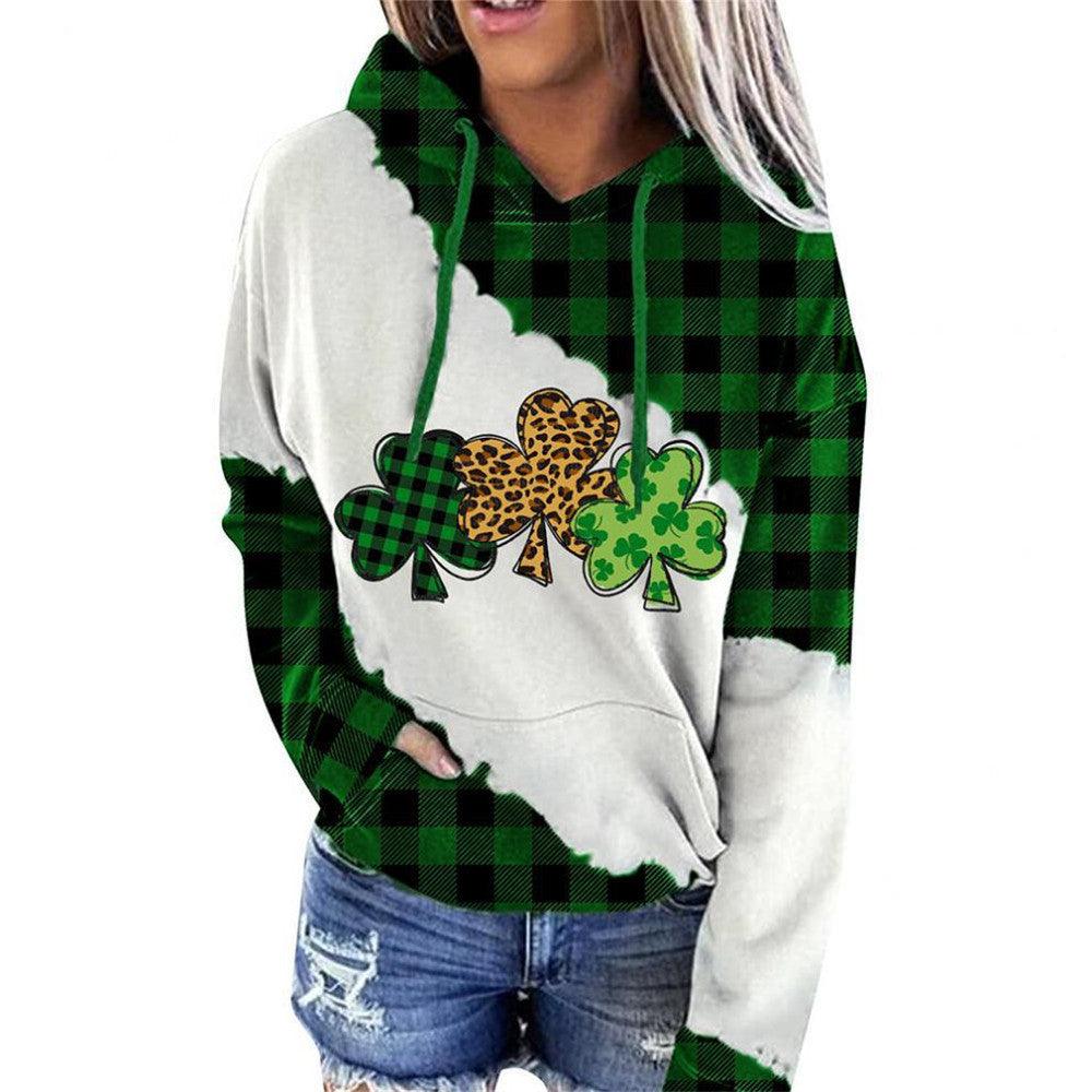 Women Sweatshirts Lucky Grass Print Streetwear Sweatshirts Hoodie Pullover Loose Casual Hooded Tops Clothes - Nioor