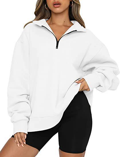 Women Sweatshirts Zip Turndown Collar Loose Casual Tops Clothes - Nioor