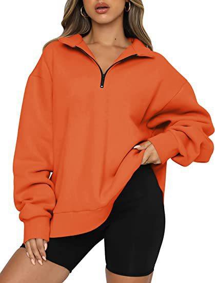 Women Sweatshirts Zip Turndown Collar Loose Casual Tops Clothes - Nioor