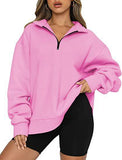 Women Sweatshirts Zip Turndown Collar Loose Casual Tops Clothes - Nioor