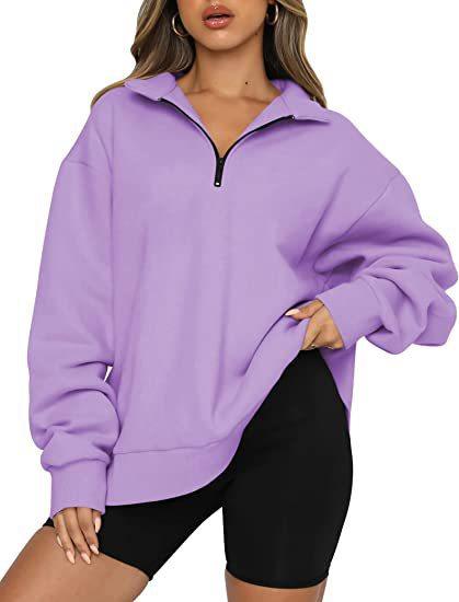 Women Sweatshirts Zip Turndown Collar Loose Casual Tops Clothes - Nioor