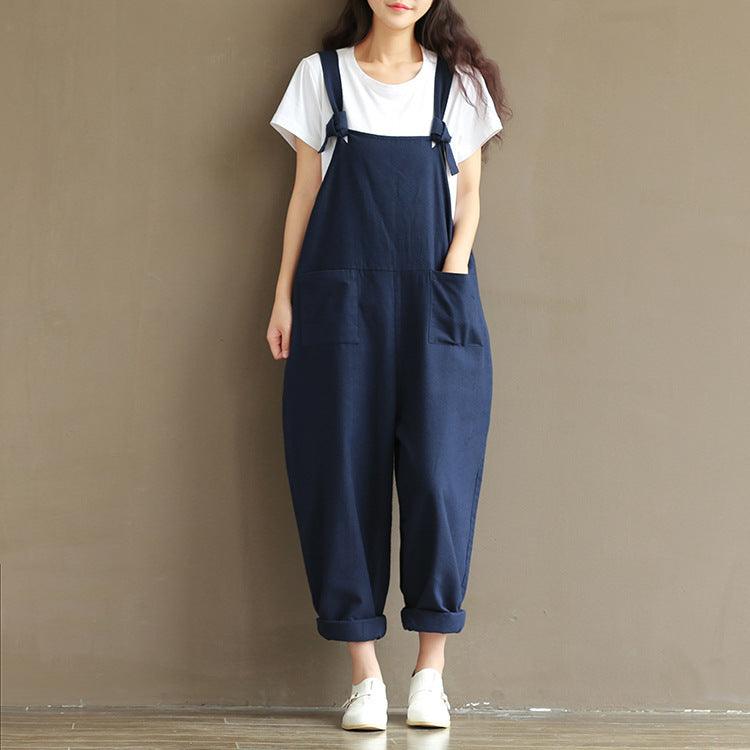 Womens Ladies Loose Dungarees Strappy Oversized Romper Baggy Overalls Jumpsuit - Nioor