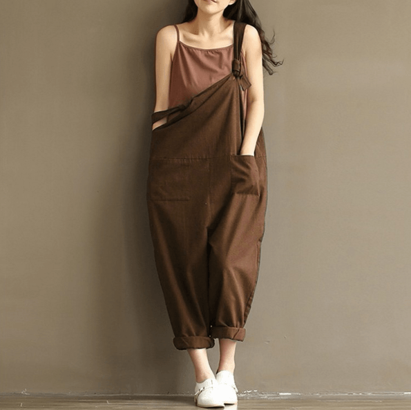 Womens Ladies Loose Dungarees Strappy Oversized Romper Baggy Overalls Jumpsuit - Nioor