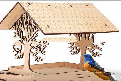 Wooden Home Garden Outdoor Bird Feeder Garden Pendant Decoration Feeder - Nioor