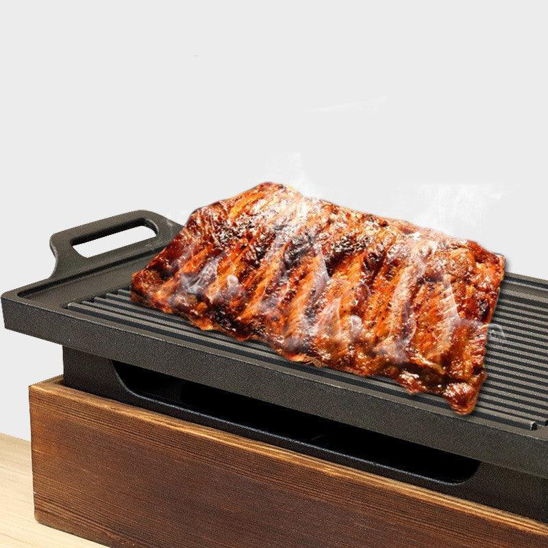 Wooden Seat Korean Style Grill Pan Grill Household Smokeless - Nioor