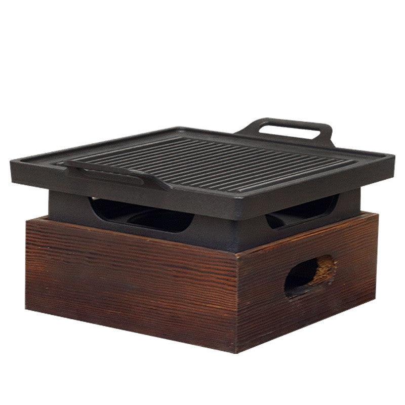 Wooden Seat Korean Style Grill Pan Grill Household Smokeless - Nioor