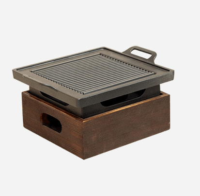 Wooden Seat Korean Style Grill Pan Grill Household Smokeless - Nioor