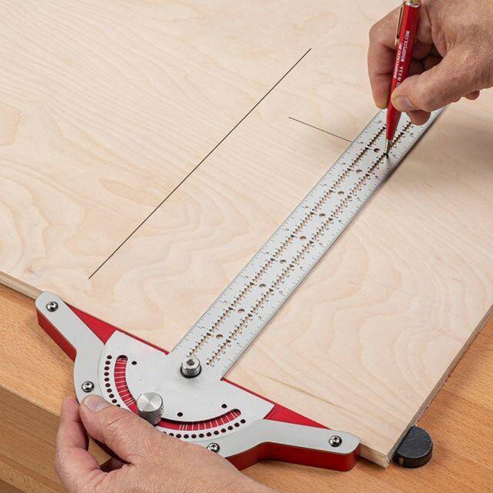 Woodworkers Edge Ruler Protractor Angle Protractor Two Arm Woodworking Ruler Measure Instruments Carpentry Tools - Nioor