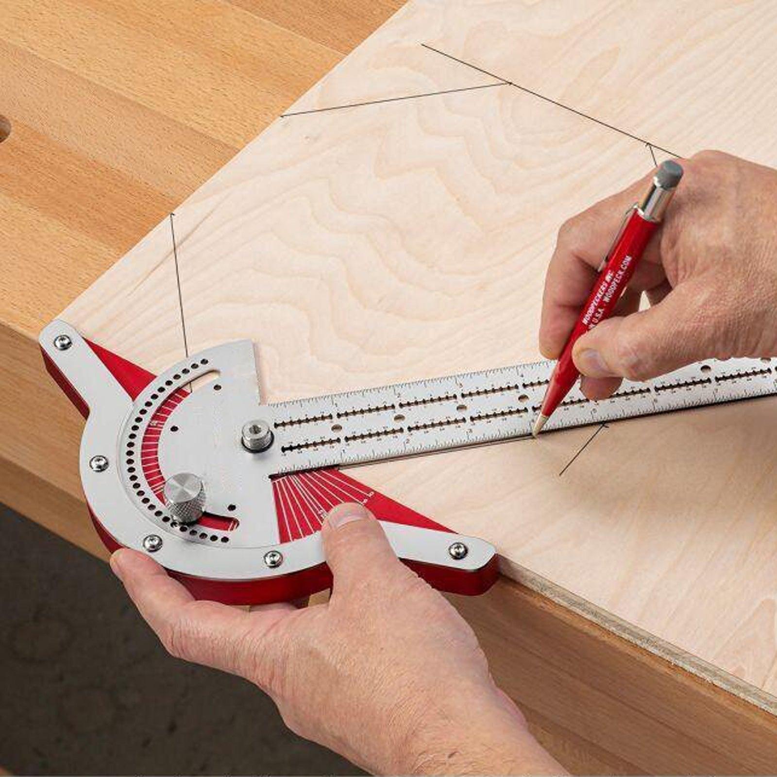 Woodworkers Edge Ruler Protractor Angle Protractor Two Arm Woodworking Ruler Measure Instruments Carpentry Tools - Nioor