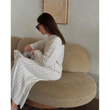 Wool Mid-length Round Neck Long Sleeve Twisted Knitted Dress - Nioor