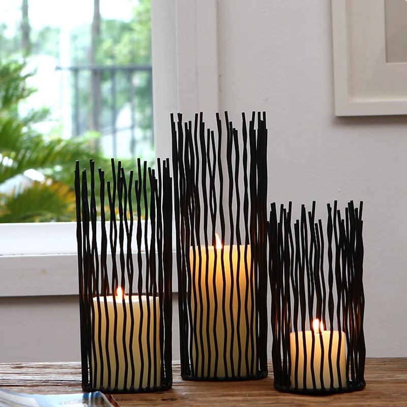 Wrought Iron Geometric Candle Holder - Nioor