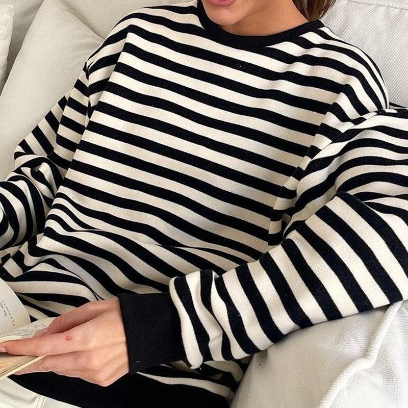 Yiyiyouni Knitted Thick Casual Striped Pullovers Women - Nioor