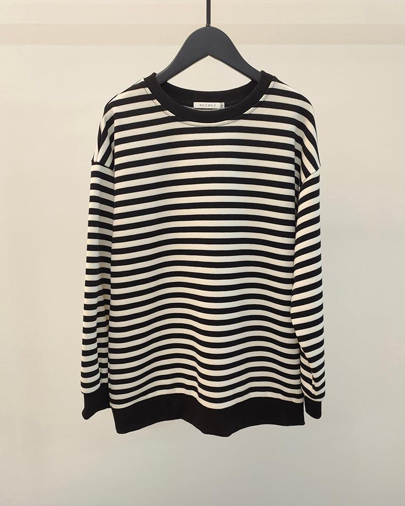 Yiyiyouni Knitted Thick Casual Striped Pullovers Women - Nioor