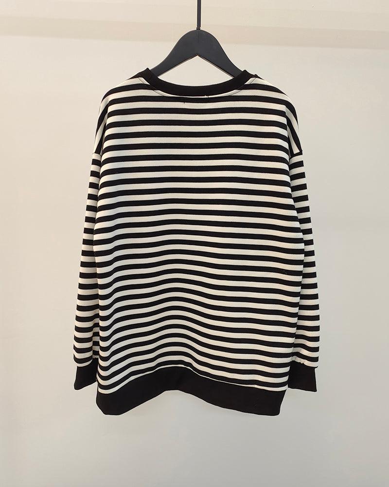 Yiyiyouni Knitted Thick Casual Striped Pullovers Women - Nioor