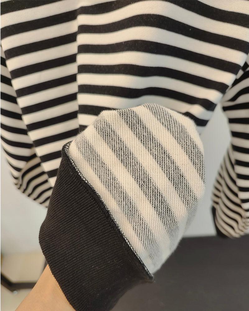 Yiyiyouni Knitted Thick Casual Striped Pullovers Women - Nioor