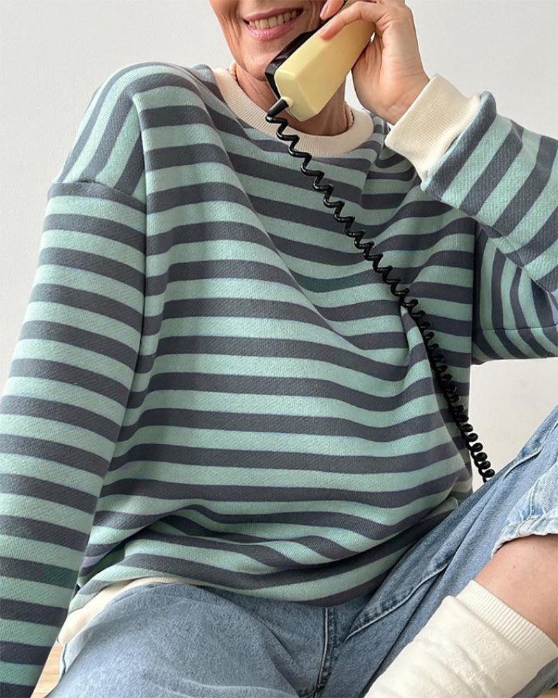 Yiyiyouni Knitted Thick Casual Striped Pullovers Women - Nioor