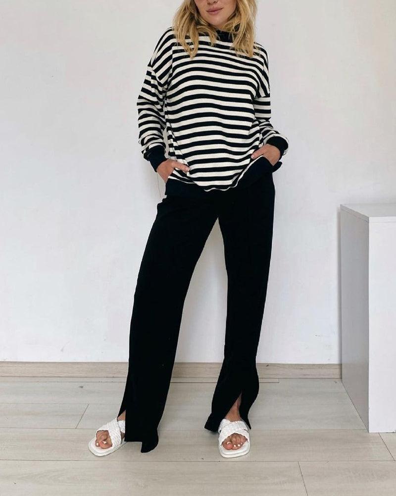 Yiyiyouni Knitted Thick Casual Striped Pullovers Women - Nioor