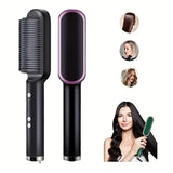 2-in-1 Electric Hair Straightener Brush Hot Comb Adjustment Heat Styling Curler Anti-Scald Comb, 2-in-1 Styling Tool For Long-Lasting Curls And Straight Hair - Nioor