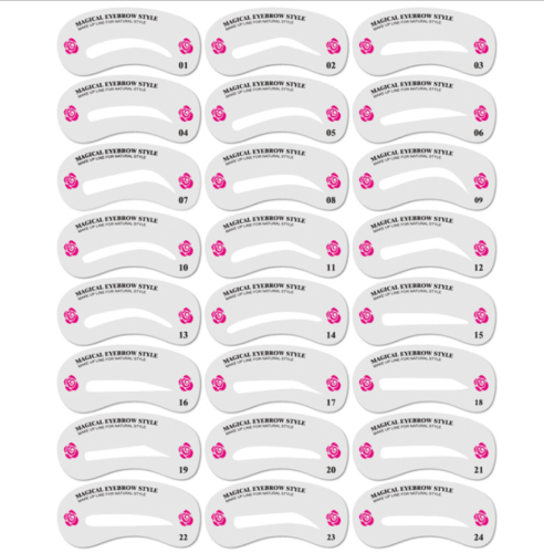 Eyebrow Stamp Stencil Kit, 24 Pc Eyebrow Shaping Stencils, Long-lasting Eyebrow Brow Definer, Perfect Make-up Reusable Kit - Nioor