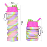 Foldable Water Bottle Leakproof Fold Silicone Cute Water Bottles Kids Cup with Straw - Nioor