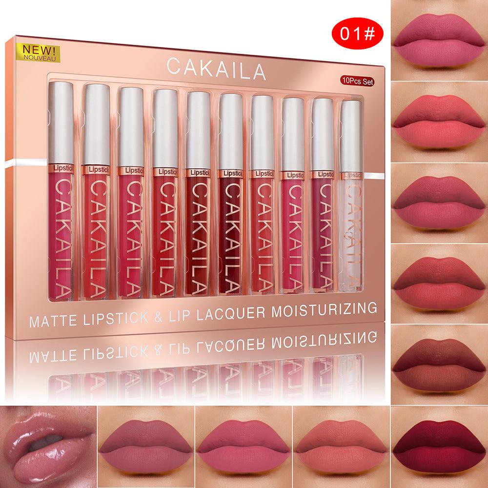Pack Of 10 Matte Nonstick Cup Waterproof Lip Gloss - Nioor